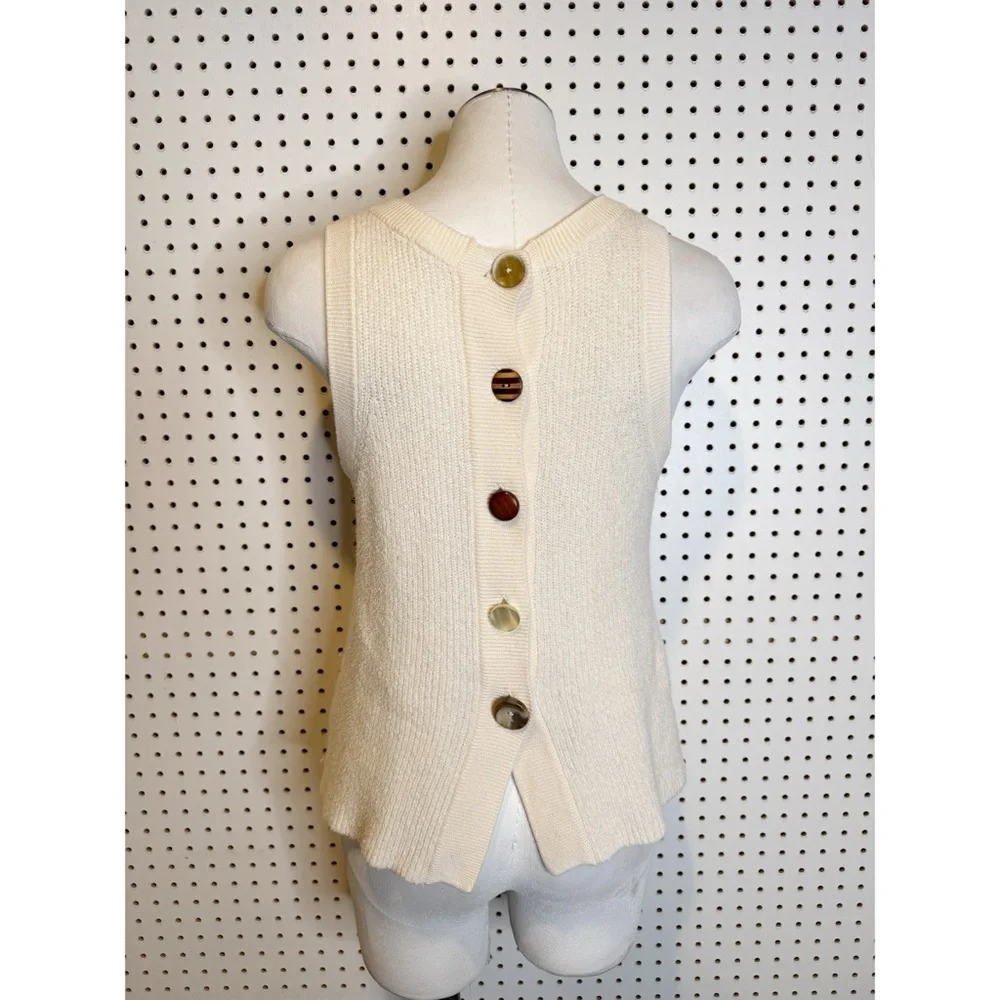 Moth by Anthropologie | Buttoned Sweater‎ Tank, Statement Back Buttons Sz. S